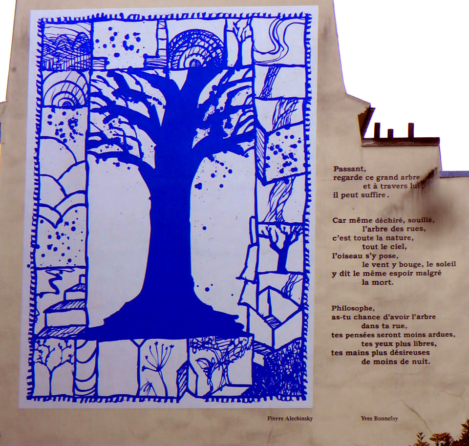 alechinsky tekst arbre bleu mural